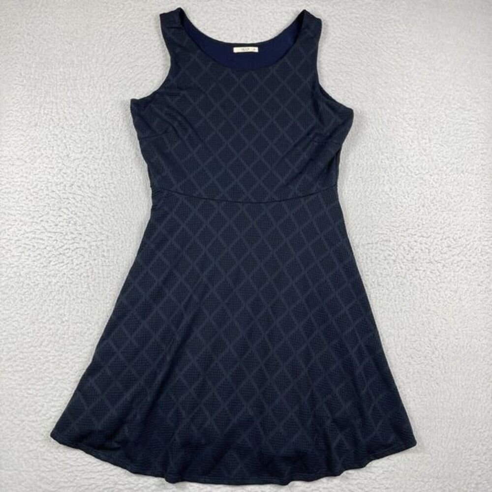 Le Lis Dress Womens XXL‎ Blue USA Textured Overlay Fit Flare Academia Workwear